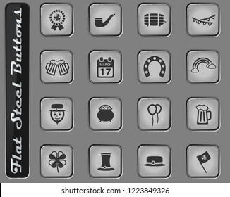 St Patricks vector web icons on the flat steel buttons