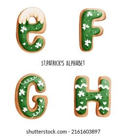 St. Patrick's watercolor alphabet. Vector illustration