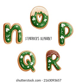 St. Patrick's watercolor alphabet. Vector illustration