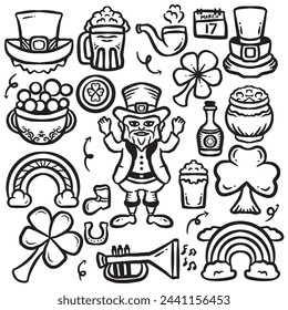 St Patric's Day Collection Hand Draw Doodles