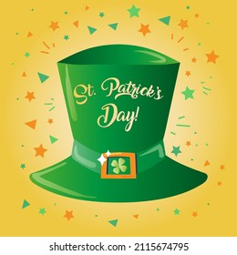 St. Patric's Day Hat. Green Hat. Vector İllustration.