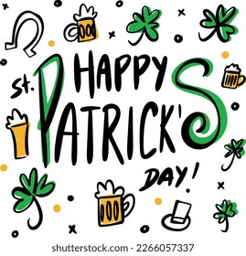 St Patrics Day Lettering Comic Style