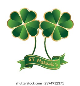 St Patty-Green with Gold Ribbon and Shamrocks