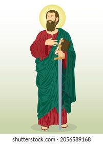 St Paul the apostle. Saint Catholic. Illustration vectorial