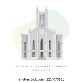 St Paul cathedral church kolkata Illustration as EPS 10 File 