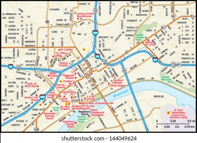 St. Paul, Minnesota Downtown Map