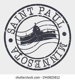 St Paul, MN, USA Stamp Postal. Silhouette Seal. Capitol Building Passport Round Design. Vector Icon. Design Retro Travel. National Symbol.