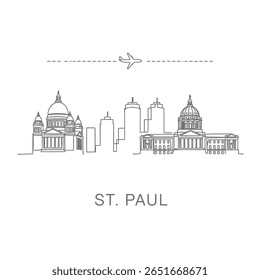 St Paul Skyline Voyage Image vectorielle minimaliste.