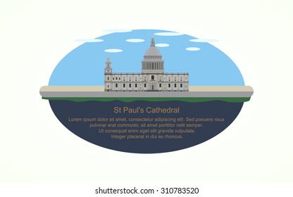 St Paul's Cathedral in flat icon design ,infographic (vector)