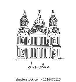 St Paul's Cathedral. London continuous line vector illustration