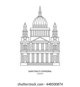 St. Paul's Cathedral, London landmark vector Illustration. Outline design element for tourism banner, flayer, website background
