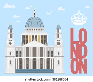 St Paul's Cathedral  London / Travel to England Vector Illustration 