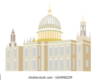 St. Paul's Cathedral in London,isolated on white,flat design.For websites and mobile applications. The Sights Of London. Vector image.