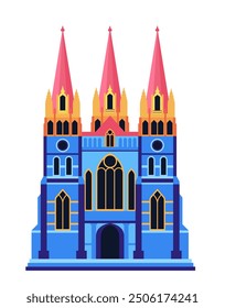 St Pauls Kathedrale - moderne flache Design-Stil einzelne isolierte Bild. Detaillierte Illustration der Anglikanerkirche in Melbourne und in ganz Victoria. Schöner Ort des Gebets und der Anbetung