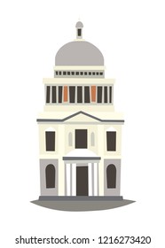 St. Paul's Cathedral vector Illustration. England landmark, London city symbol cartoon style. Isolated white background