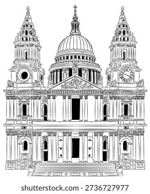 St Paul's Cathedral West Wing London England GB UK bw Illustration