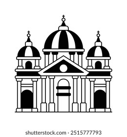Basílica de São Pedro construção de design vetorial em estilo moderno
