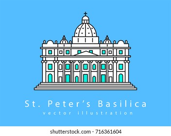 St. Peter's Basilica. Symbol of Rome and Vatican City.