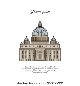 St. Peter's Cathedral in Rome color vector icon, sign, symbol