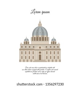 St. Peter's Cathedral in Rome color vector icon, sign, symbol