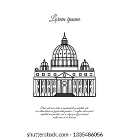 St. Peter's Cathedral in Rome vector line icon, sign, symbol