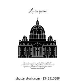 St. Peter's Cathedral in Rome vector icon, sign, symbol