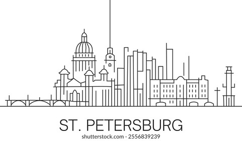 St. Petersburg City Line Draw Simple Minimalist