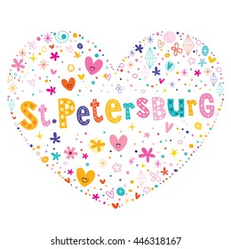 St Petersburg city in Russia heart shaped type lettering vector design