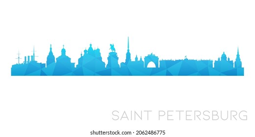 St Petersburg, Russland Low Poly Skyline Clip Art City Design. Geometrisches polygonisches grafisches Horizon-Symbol. Vektorgrafik-Symbol.