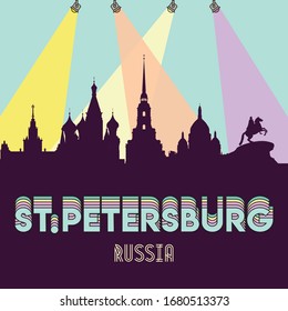 St. Petersburg Russia skyline silhouette flat design vector illustration