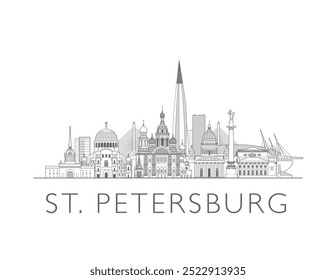 Skyline-Stadtlandschaft von St. Petersburg, Vektorgrafik