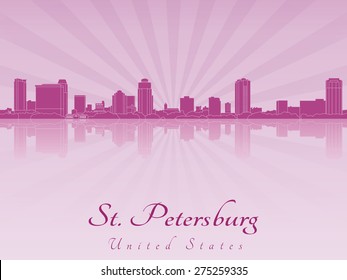 St Petersburg skyline in purple radiant orchid in editable vector file