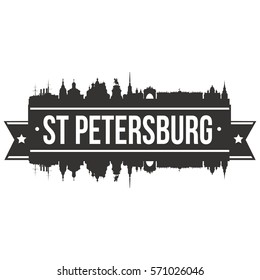 St Petersburg Skyline Stamp Silhouette Vector City Design Art Landmark Russia.