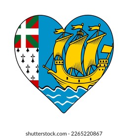 St Pierre and Miquelon Heart Shape Flag. Love St Pierre and Miquelon. Visit St Pierre and Miquelon. Northern America. America. Vector Illustration Graphic Design.