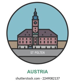 St Polten. Ciudades y pueblos de Austria. Punto de referencia plano