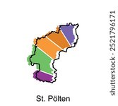 St Polten map City, administrative division of Austrian Country simple. Vector illustration design template