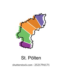 St Polten map City, administrative division of Austrian Country simple. Vector illustration design template