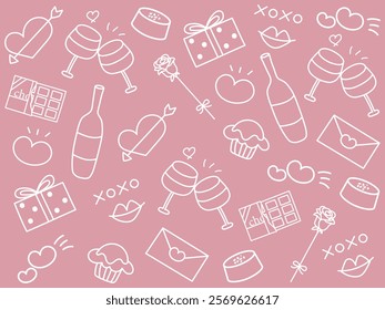 St. Valentine’ s day simple line art background.