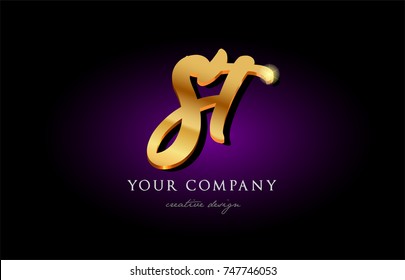 st  s t alphabet combination letter logo in gold golden 3d metal beautiful typography suitable for banner brochure design