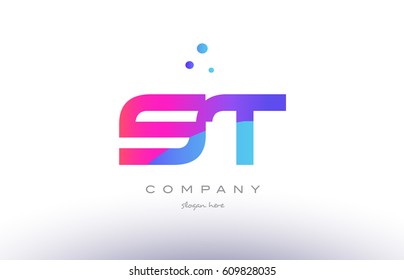 st s t  creative pink purple blue modern dots creative alphabet gradient company letter logo design vector icon template