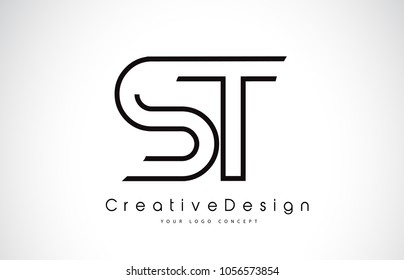 ST S T Letter Logo Design in Black Colors. Creative Modern Letters Vector Icon Logo Illustration.