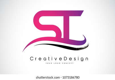 ST S T Letter Logo Design in Black Colors. Creative Modern Letters Vector Icon Logo Illustration.