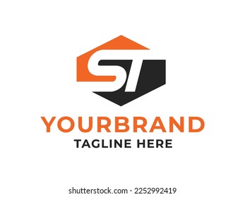 ST S T letter logo design. Initial letter ST linked circle uppercase monogram logo red and blue. ST logo, S T design. st, s t