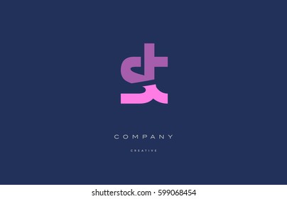 st s t  pink blue pastel modern abstract alphabet company logo design vector icon template 