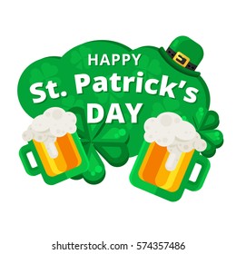 St. or Saint Patrick's day vector background design. La Fheile Padraig holiday banner layout. Greeting letter or postcard element with Irish symbols. Party or event headline template with text.