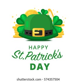 St. or Saint Patrick's day vector background design. La Fheile Padraig holiday banner layout. Greeting letter or postcard element with Irish symbols. Party or event headline template with text.