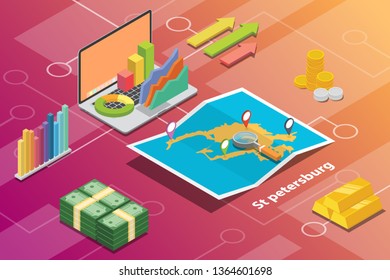 st saint petersburg city isometric financial economy condition concept for describe cities growth expand - vector illustration