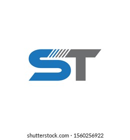 ST simple letter logo design with blue and gray.
