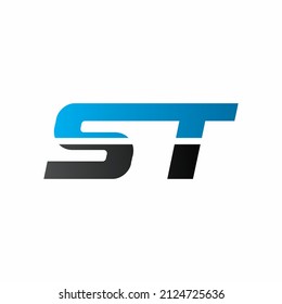 Diseño de logotipo de letras simples ST con azul y gris