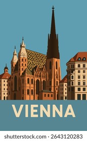 St. Stephen's Cathedral towers over the historic center of Vienna, its intricate Gothic architecture creating a striking contrast with the charming old town streets.